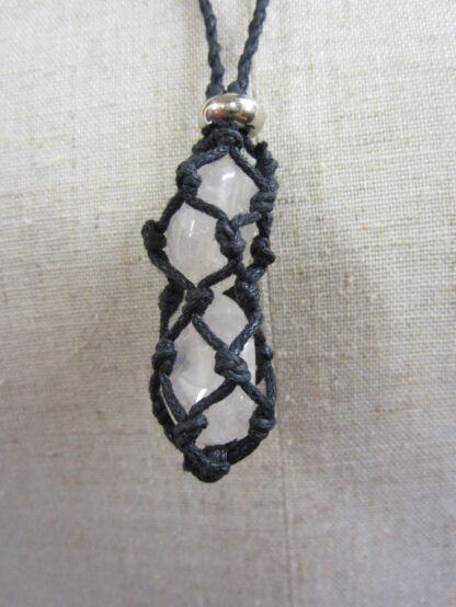 Cotton String Gem Cage Necklace Adjustable