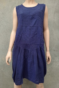 Rough Cotton Patch Tulip Dress W Pockets