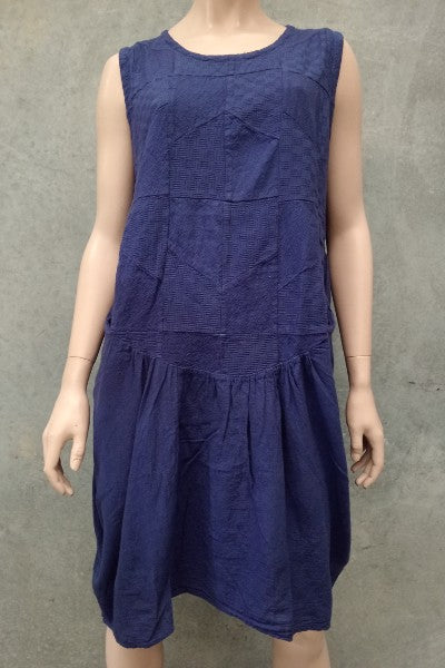 Rough Cotton Patch Tulip Dress W Pockets