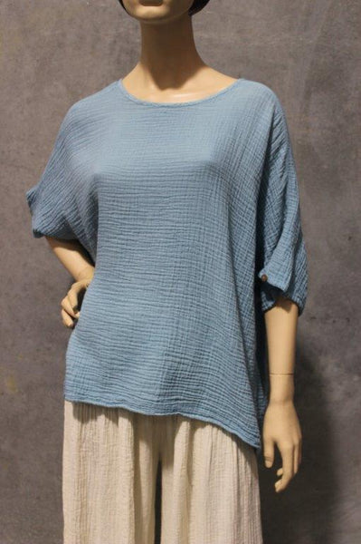 Cotton Cheesecloth Square Top w Button Elbow