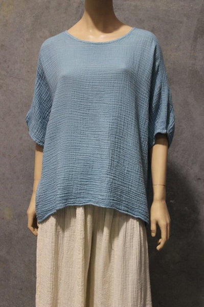 Cotton Cheesecloth Square Top w Button Elbow