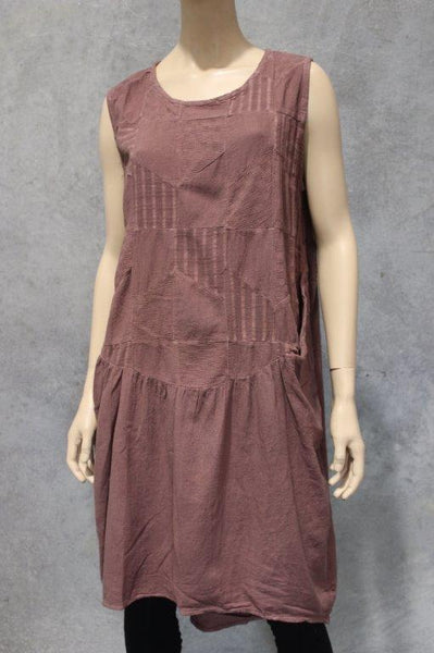 Rough Cotton Patch Tulip Dress W Pockets