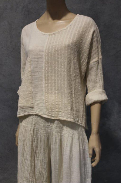 Cotton Cheesecloth Splice Top w Pocket