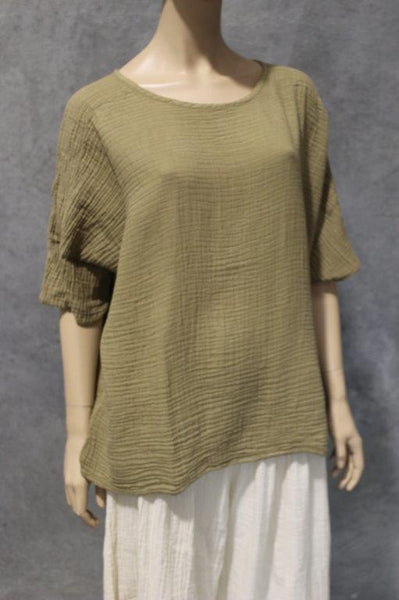 Cotton Cheesecloth Square Top w Button Elbow