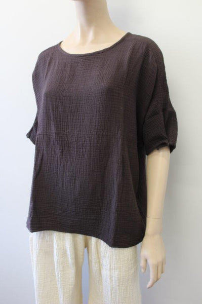 Cotton Cheesecloth Square Top w Button Elbow