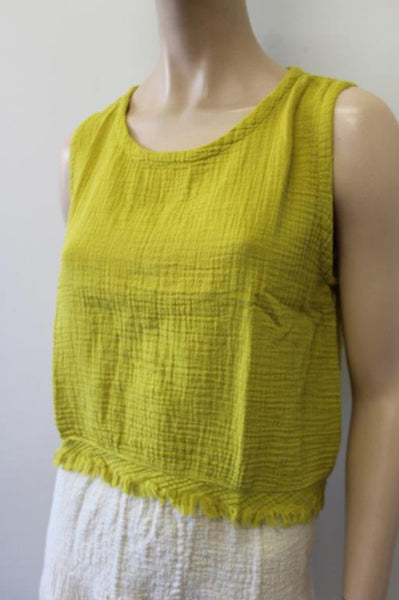 Cotton Cheesecloth Shell Top W Bias Trim