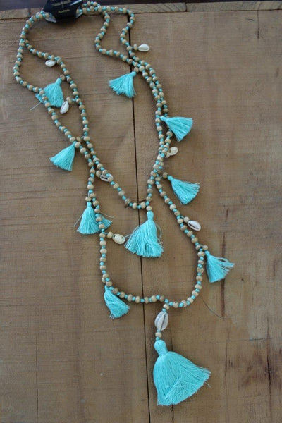 Coco Shell Double Tassel Necklace LOTS OF COLOURS