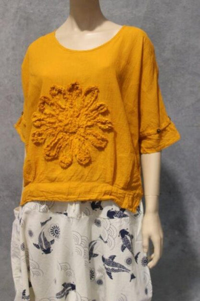 Cotton Flower Poncho Top #2 Big Flower