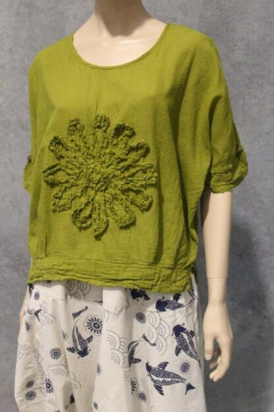 Cotton Flower Poncho Top #2 Big Flower