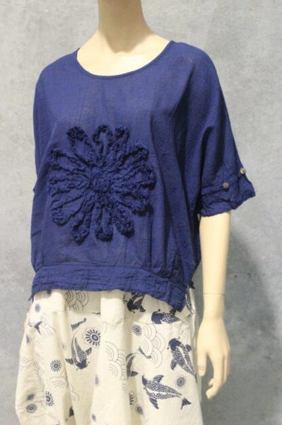 Cotton Flower Poncho Top #2 Big Flower