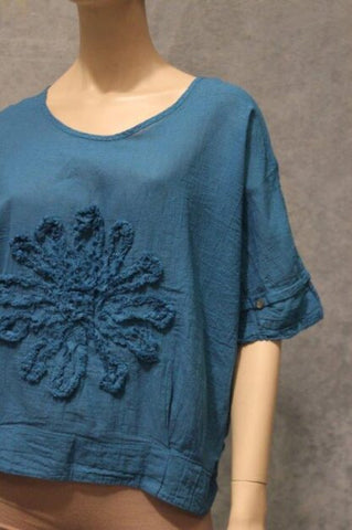 Cotton Flower Poncho Top #2 Big Flower