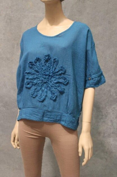 Cotton Flower Poncho Top #2 Big Flower