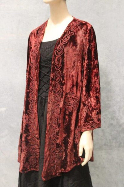 Into The Mystic Velvet Kimono Jacket w Braid Emb