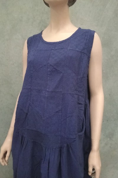 Rough Cotton Patch Tulip Dress W Pockets