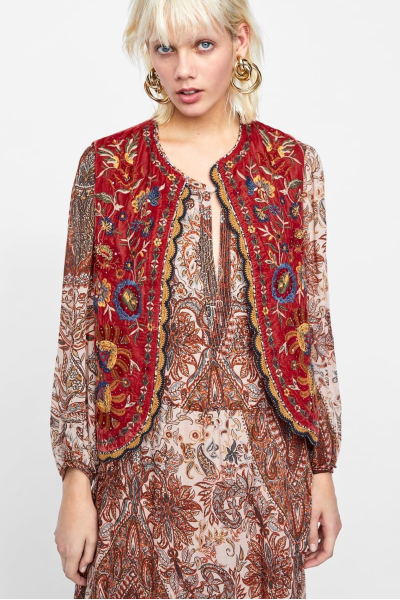 Persimmon Velvet Embroidered Waistcoat
