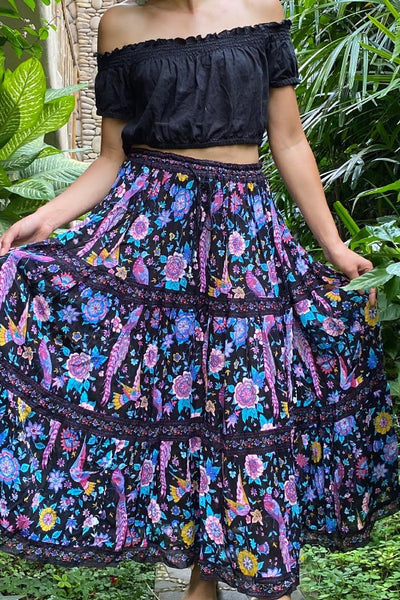 Lyrebird Bloom Crepe Maxi Skirt