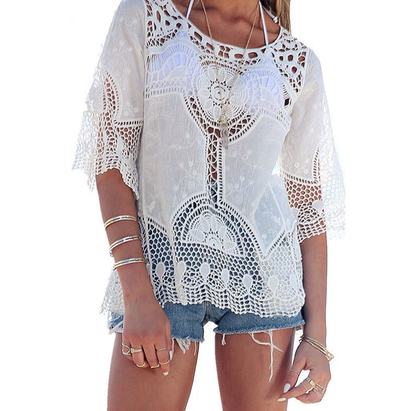 Lace Embroidered Doily Blouse