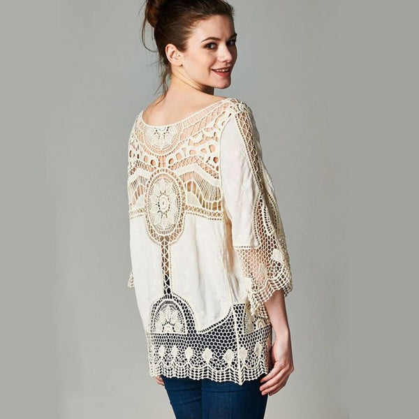Lace Embroidered Doily Blouse
