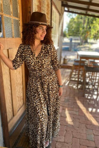 Leopard Print Button Through Maxi Dress