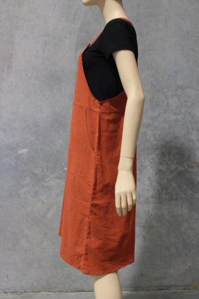Midi Pinny Cotton Overalls Dress