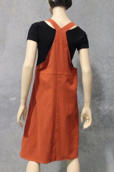 Midi Pinny Cotton Overalls Dress