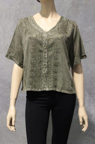 Nineties Crepe Button Top (Short/Waist Length) BACK IN!