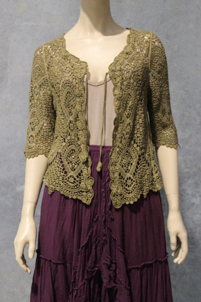 Overdyed Ornate Cotton Lace Cardi Short
