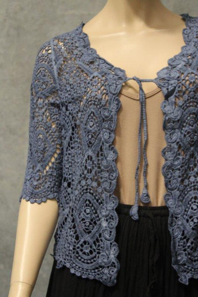 Overdyed Ornate Cotton Lace Cardi Short