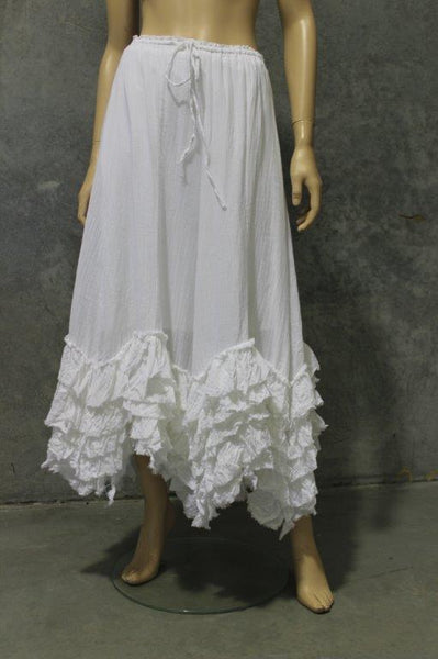 NEW! Cotton Gypsy Skirt w Bias Ruffles Hem BACK IN STOCK!