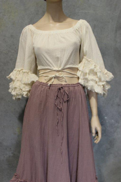 NEW! Cotton Gypsy Skirt w Bias Ruffles Hem BACK IN STOCK!