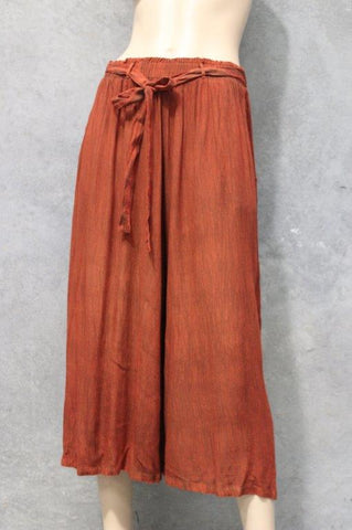 Crepe Cropped Belted Midi Pants