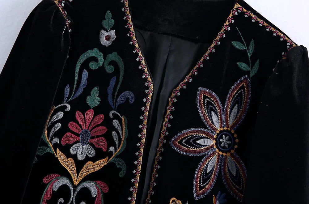 Women's Maroon Velvet Front Embroidered Jacket - Lyush | Embroidered jacket,  S models, Embroidery details